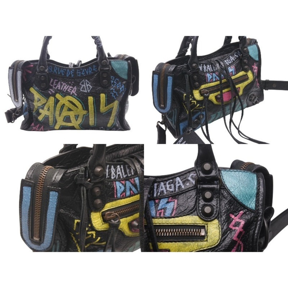 Balenciaga City Multicolored Leather Classic Black Graffiti Handbag - Picture 3 of 10